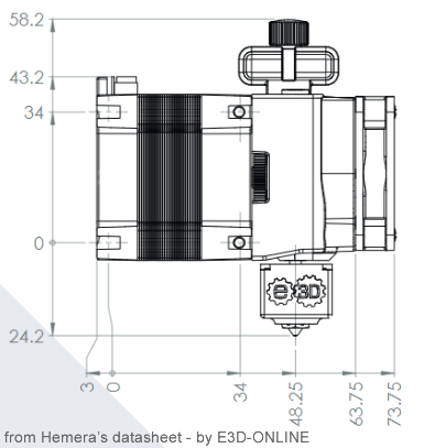 Hemera extruder side view drawing